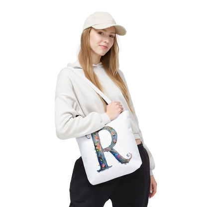 Watercolor Alphabet 'R' Tote Bag, Stylish Everyday Carryall
