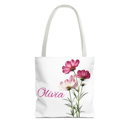 Floral Personalized Tote Bag, Custom October Birth Month Flower Design , Eco-Friendly Reusable Shopping Bag, Gift for Women