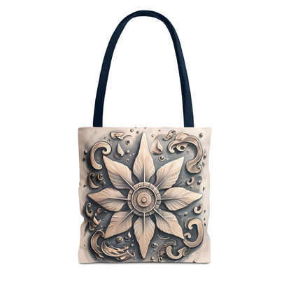 Earthy Symmetrical Floral Tote Bag, Metallic Design Boho Style, Eco-Friendly Reusable Shopping, Beach, Travel, Art Print, Gift for Her