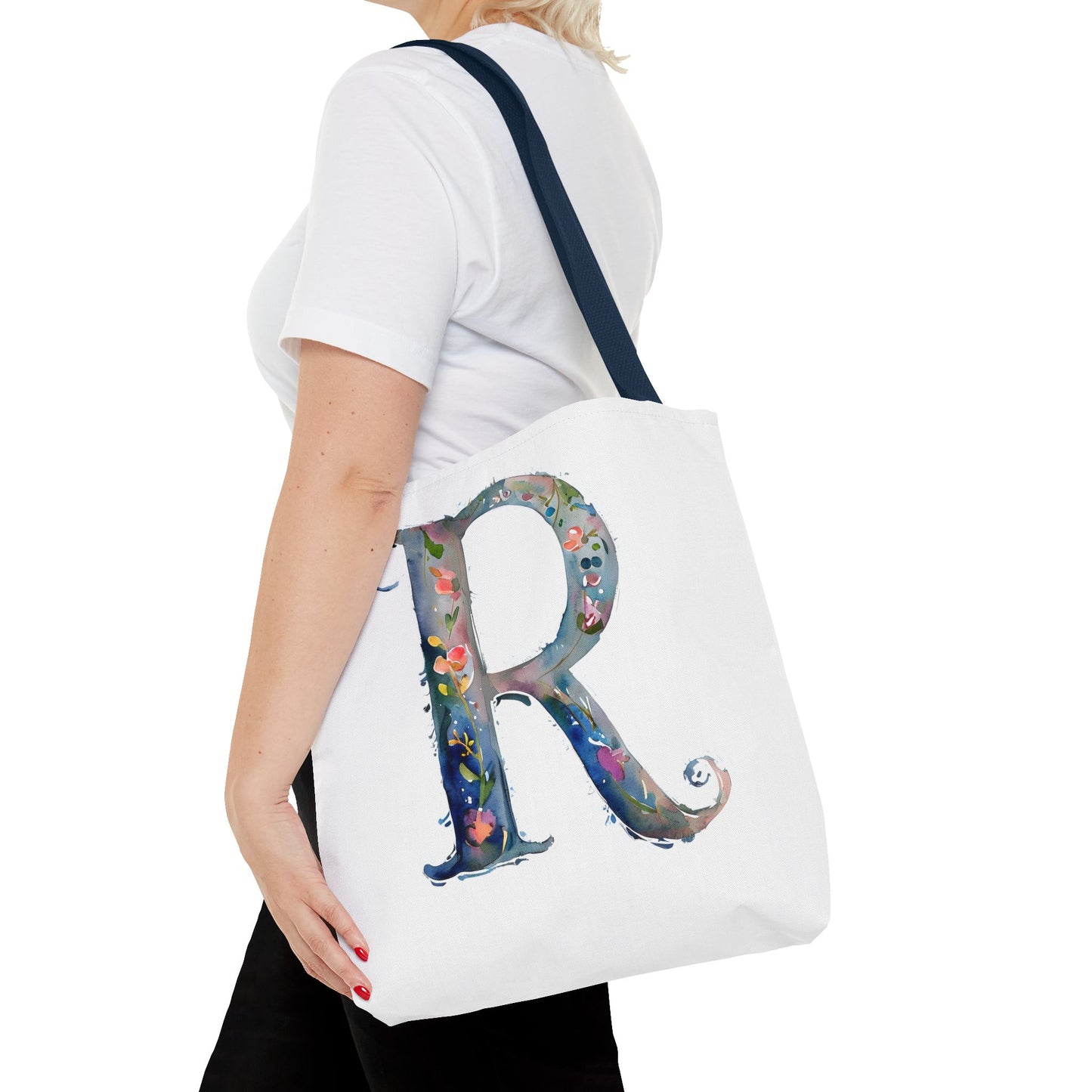 Watercolor Alphabet 'R' Tote Bag, Stylish Everyday Carryall