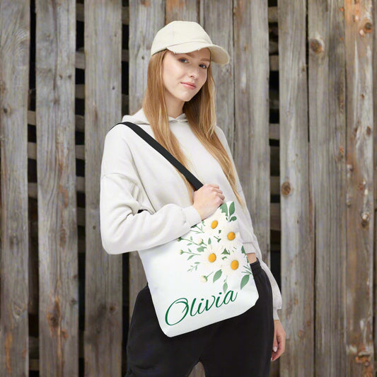 personalized daisy birthflower tote