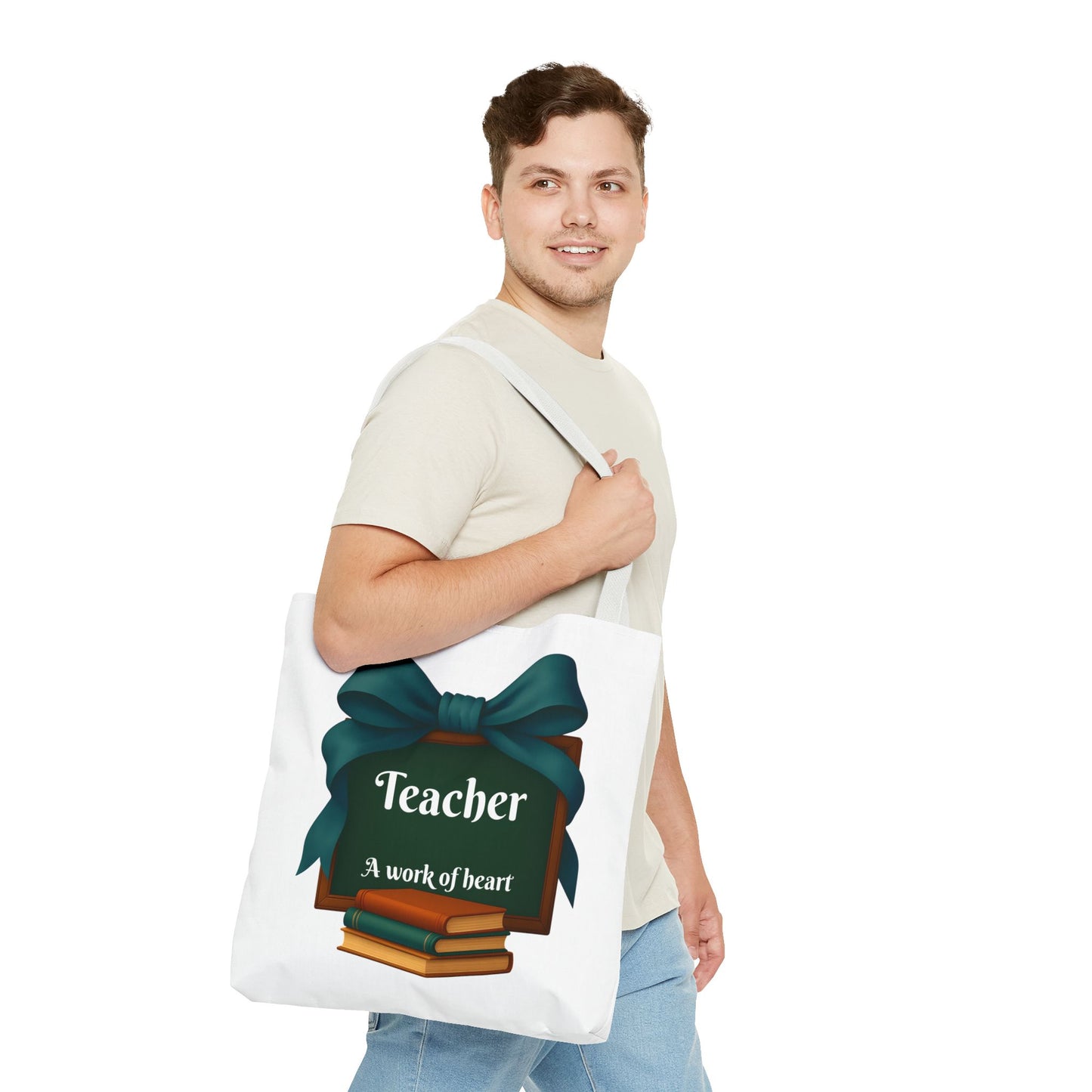 Personalize Unisex Teacher Appreciation Tote Bag, Gift for Educators, Back to School, Messy Coquette Design