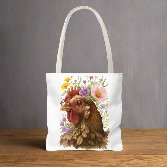floral chicken tote bag