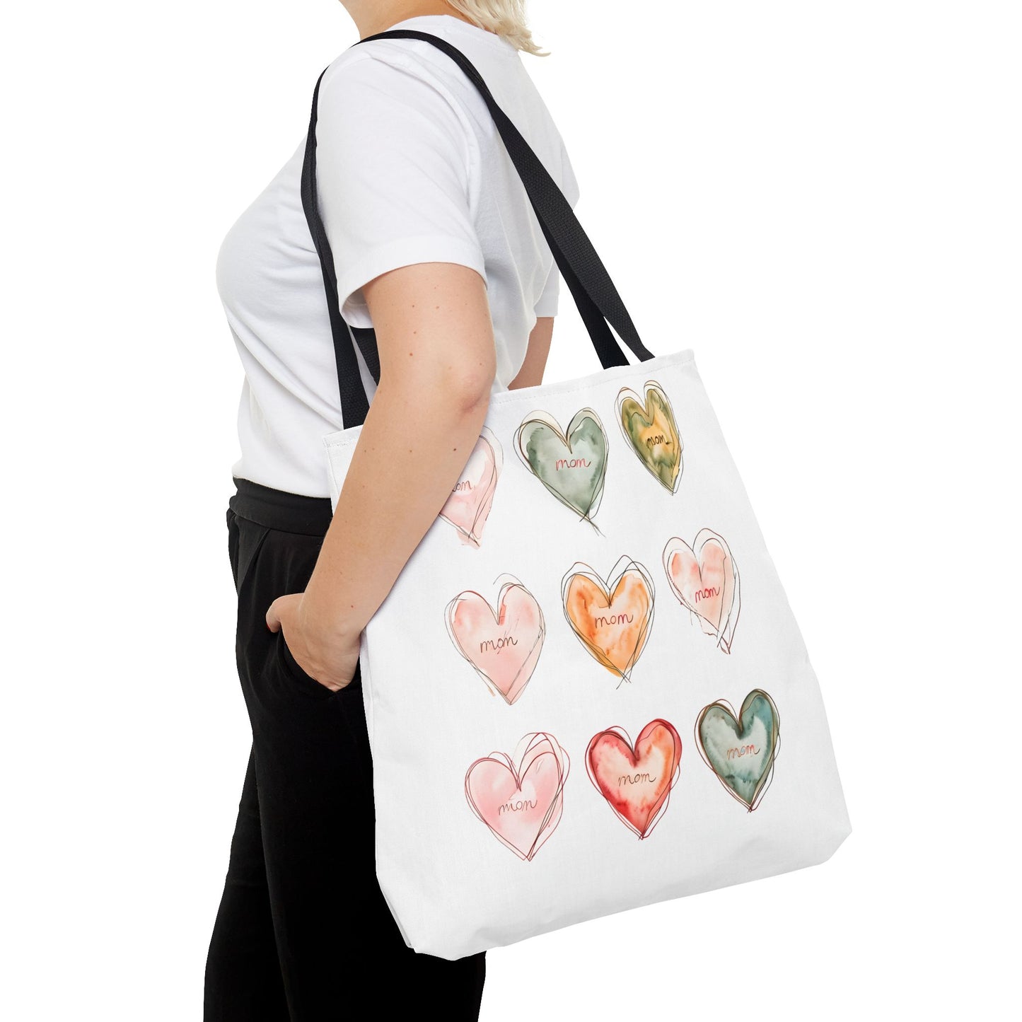 Mom Heart Design Tote Bag, Gift For Her, Shopping, Beach or Library Carryall
