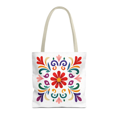 Vibrant Folk Art Floral Tote Bag, Colorful Shopping Bag, Beach Bag, Gift for Her