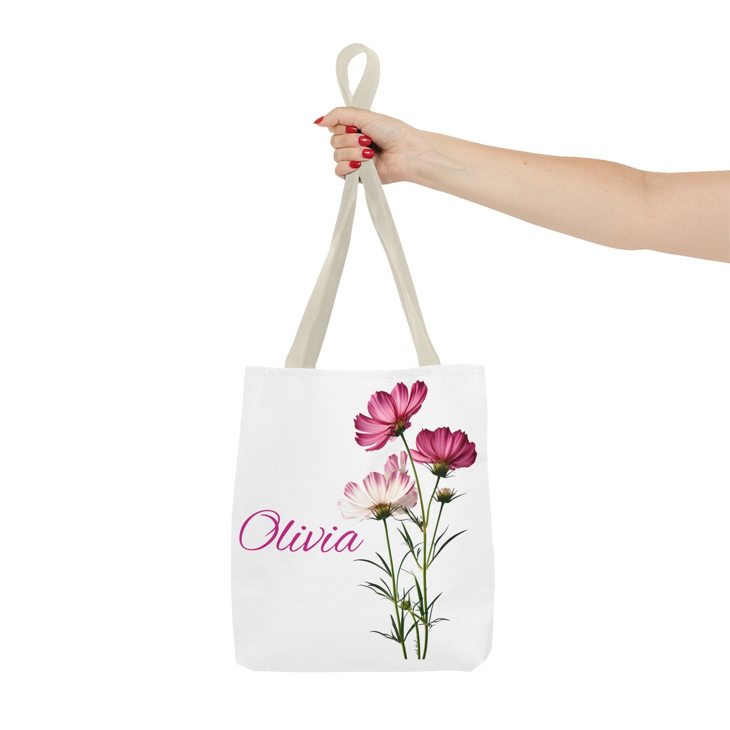 Floral Personalized Tote Bag, Custom October Birth Month Flower Design , Eco-Friendly Reusable Shopping Bag, Gift for Women