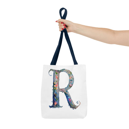 Watercolor Alphabet 'R' Tote Bag, Stylish Everyday Carryall