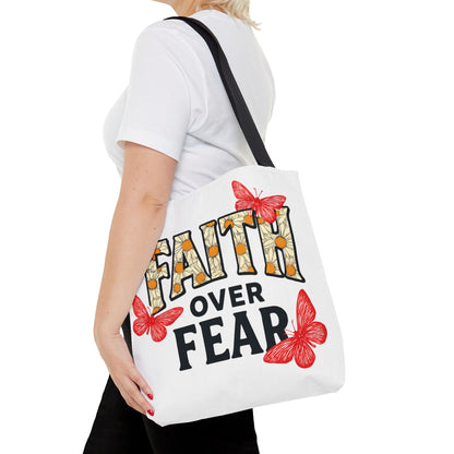 Inspiring Tote Bag – Faith Over Fear, Motivational Gift, Carry All Bag, Everyday Use, Women’s Tote, Uplifting Accessories