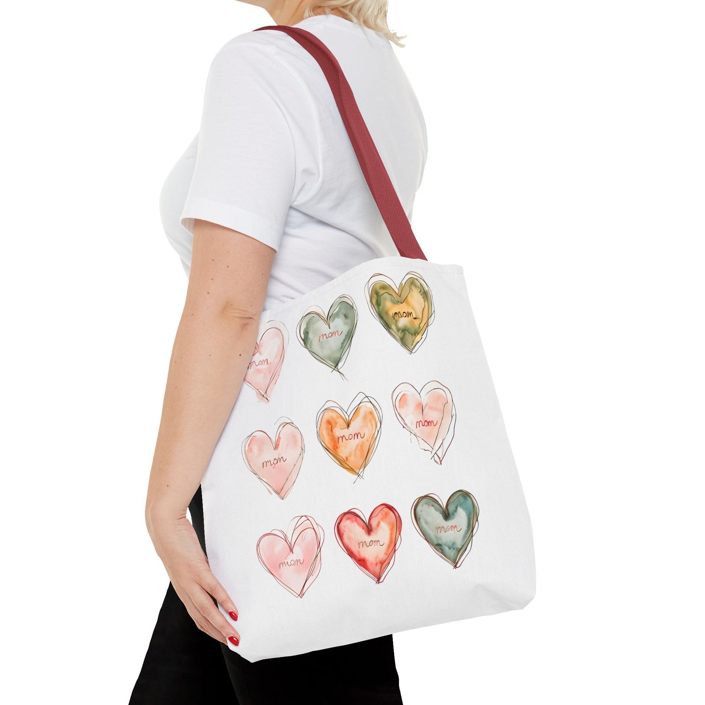 Mom Heart Design Tote Bag, Gift For Her, Shopping, Beach or Library Carryall