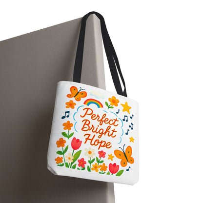 Perfect Bright Hope Floral Tote Bag, Colorful Reusable Eco-Friendly Shopping Bag, Gift for Her, Spring Tote, Everyday Use, Tote with Butterflies