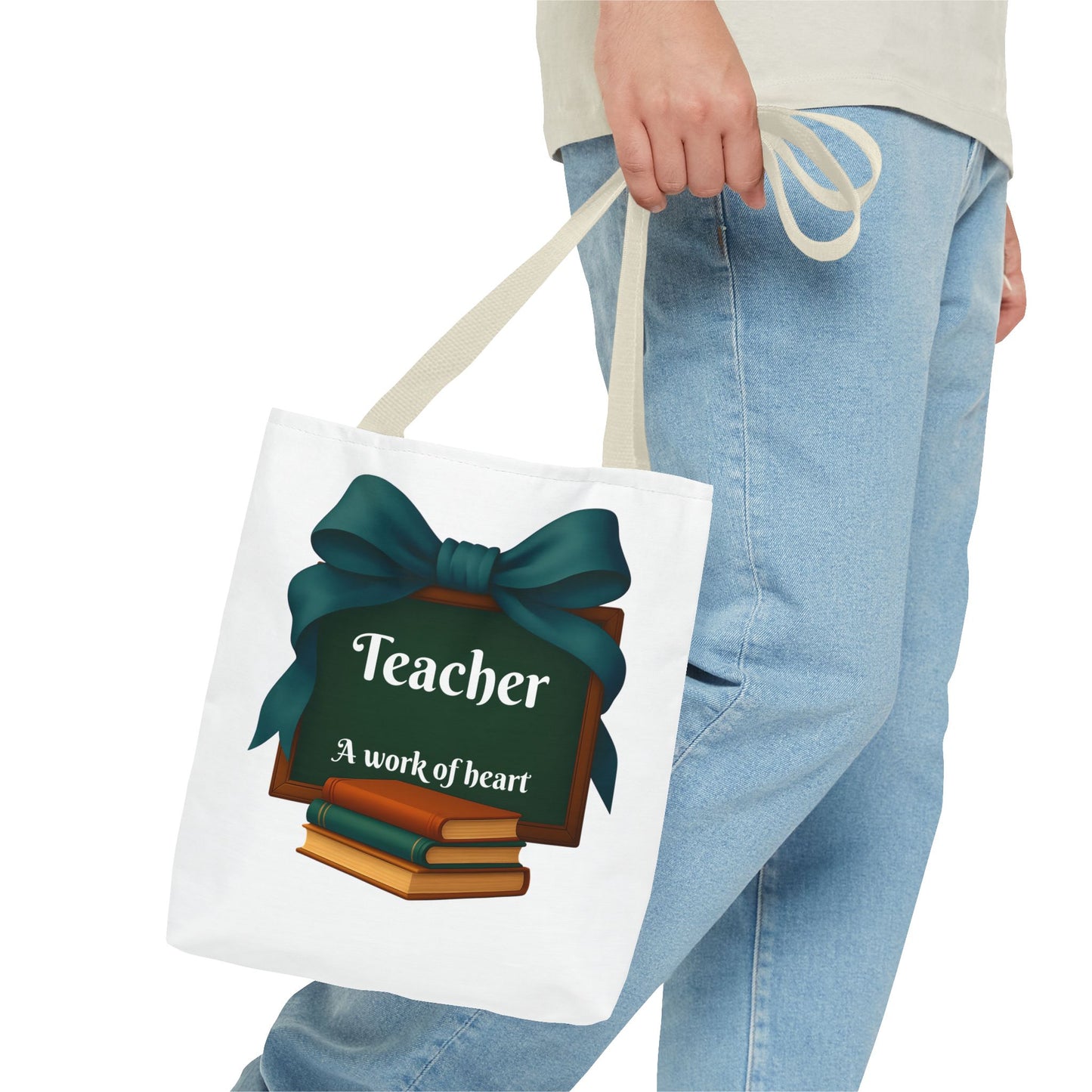 Personalize Unisex Teacher Appreciation Tote Bag, Gift for Educators, Back to School, Messy Coquette Design