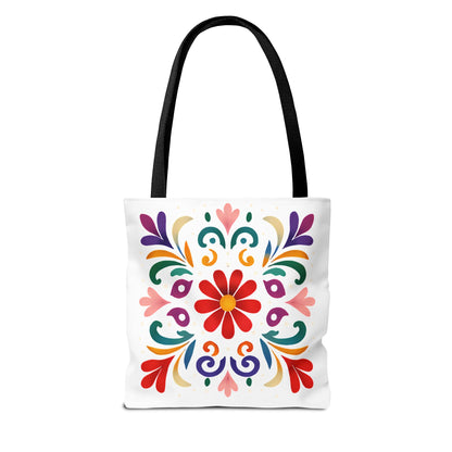 Vibrant Folk Art Floral Tote Bag, Colorful Shopping Bag, Beach Bag, Gift for Her