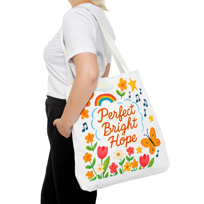 Perfect Bright Hope Floral Tote Bag, Colorful Reusable Eco-Friendly Shopping Bag, Gift for Her, Spring Tote, Everyday Use, Tote with Butterflies