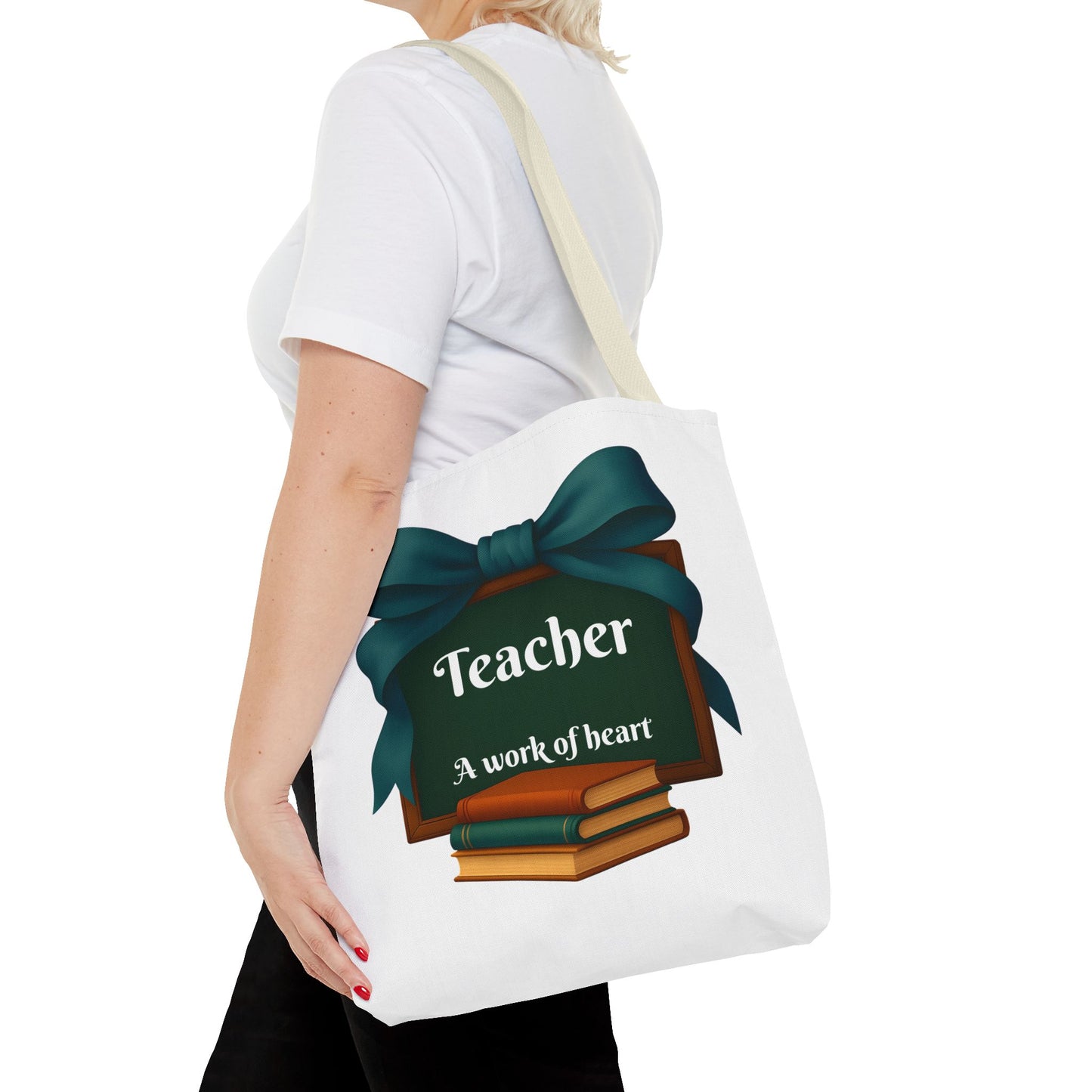 Personalize Unisex Teacher Appreciation Tote Bag, Gift for Educators, Back to School, Messy Coquette Design