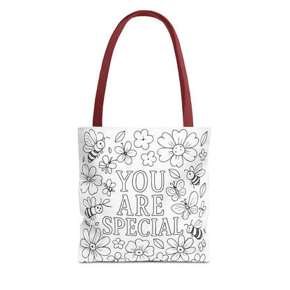 You Are Special Coloring Page Tote Bag, Eco-Friendly Kids Gift, Everyday Use, Summer Accessory, Motivational Design