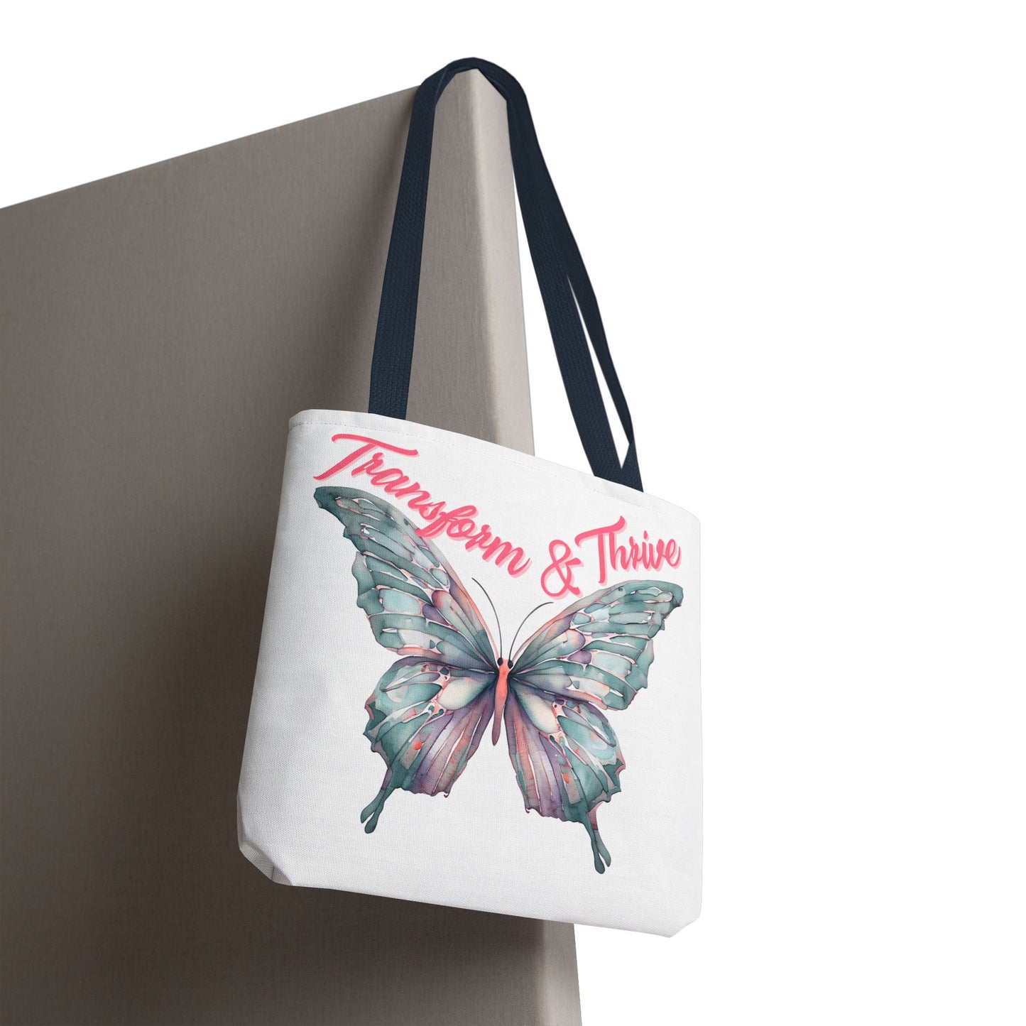 Transform & Thrive Butterfly Tote Bag, Reusable Grocery Bag, Inspirational Statement Bag, Summer Essential, Travel Companion