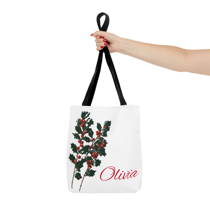 Bridesmaid Tote Bag, December Birthflower Gift, Eco-Friendly Reusable Grocery Bag, Personalized Gift