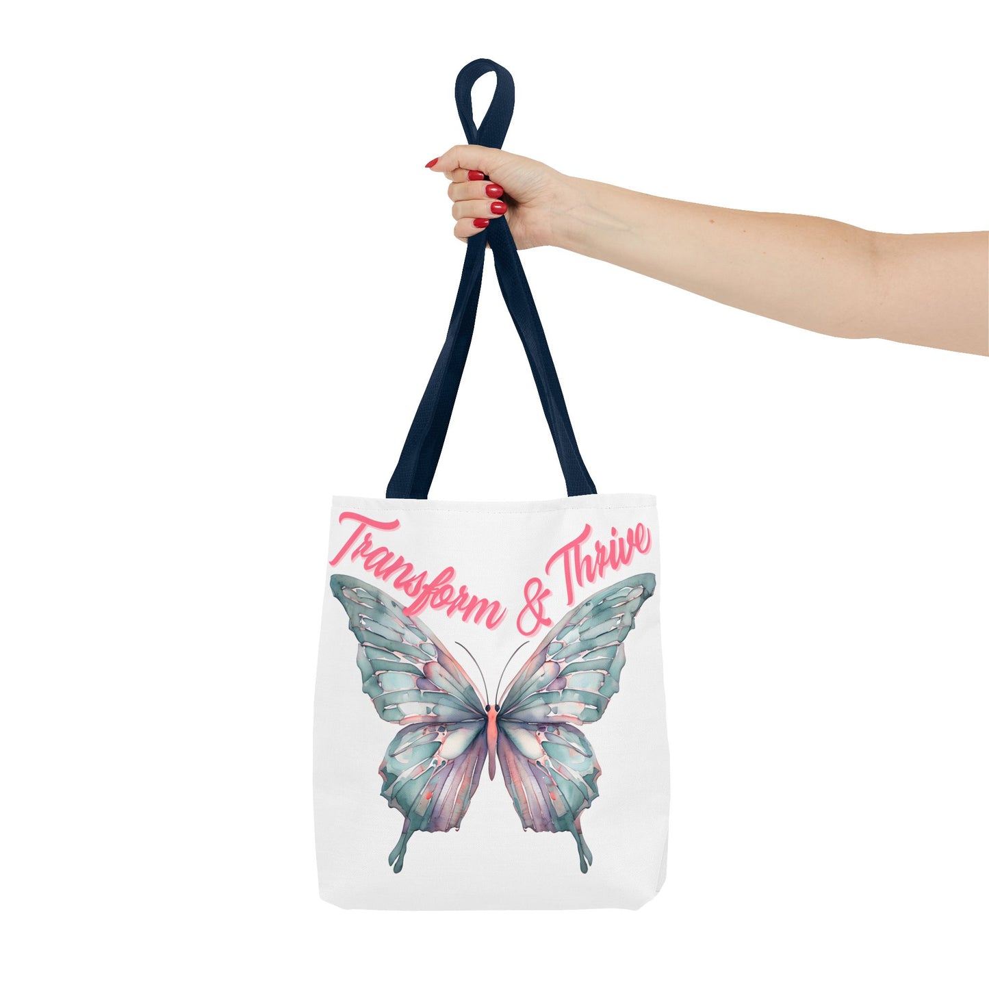 Transform & Thrive Butterfly Tote Bag, Reusable Grocery Bag, Inspirational Statement Bag, Summer Essential, Travel Companion