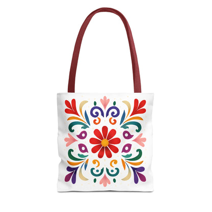 Vibrant Folk Art Floral Tote Bag, Colorful Shopping Bag, Beach Bag, Gift for Her