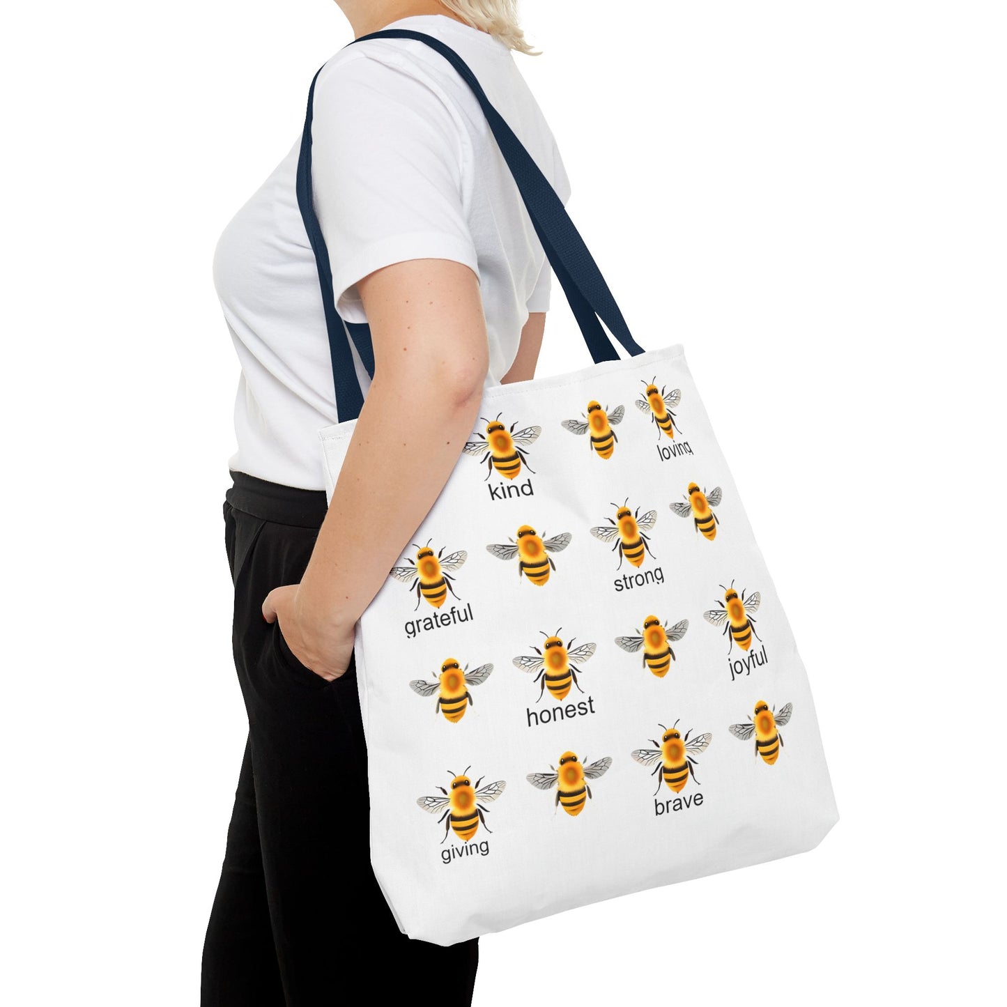 Inspirational Bee Tote Bag, Eco-Friendly Bag for Shopping, Gift for Friends, Kindness Quote Bag, Positive Affirmation Tote