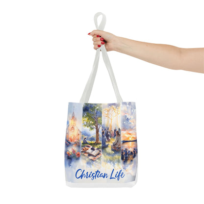 Inspirational Christian Watercolor Tote Bag, Faith-Based Gift, Brush Style Art, Church Event Accessory, Everyday Use Tote