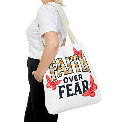 Inspiring Tote Bag – Faith Over Fear, Motivational Gift, Carry All Bag, Everyday Use, Women’s Tote, Uplifting Accessories