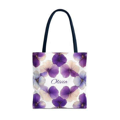 February Birth Month Flower Tote Bag, Eco-Friendly Reusable Grocery Shopping Bag, Floral Gift, Gift For Bridesmaids