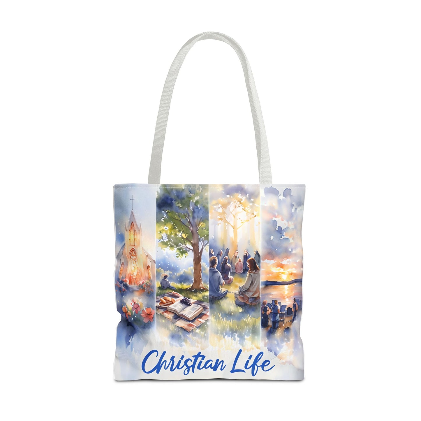 Inspirational Christian Watercolor Tote Bag, Faith-Based Gift, Brush Style Art, Church Event Accessory, Everyday Use Tote