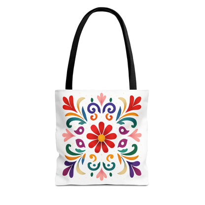 Vibrant Folk Art Floral Tote Bag, Colorful Shopping Bag, Beach Bag, Gift for Her
