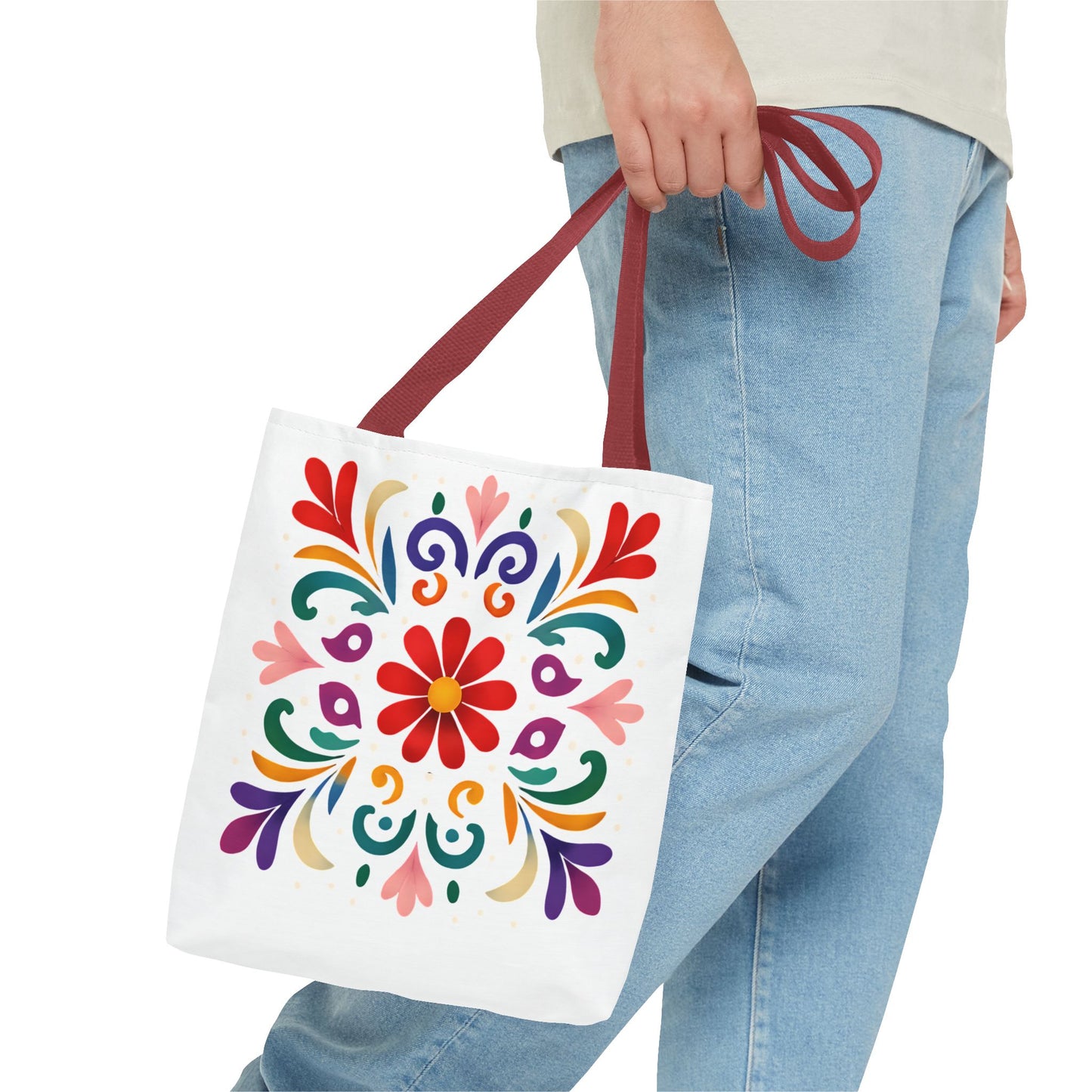Vibrant Folk Art Floral Tote Bag, Colorful Shopping Bag, Beach Bag, Gift for Her