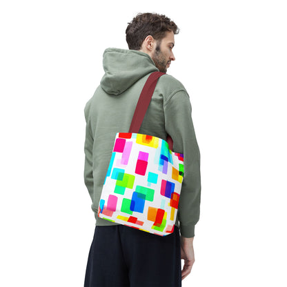 Colorful Geometric Tote Bag, Vibrant Beach Bag, Eclectic Boho Grocery Tote, Unique Gift for Her, Abstract Artistic Accessory