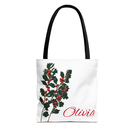 Bridesmaid Tote Bag, December Birthflower Gift, Eco-Friendly Reusable Grocery Bag, Personalized Gift