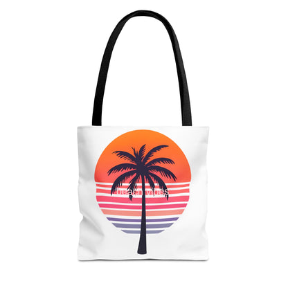 Tote Bag for Beach Lovers, Sunset Palm Tree Design, Eco-Friendly Shopping Bag, Perfect Gift for Summer Adventures, AOP Tote
