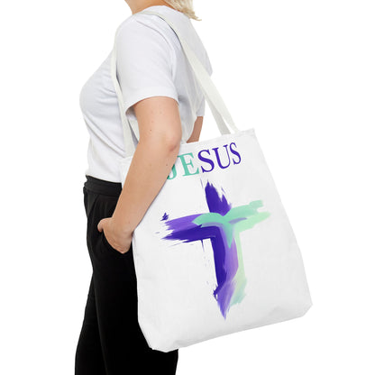 Colorful Modern Christian Tote Bag, Gift For Her, Uplifting Message, Faith Based Accessory