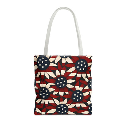 American Patriotic Tote Bag, Best Dad Gift, AOP Tote Bag, Red White Blue Handbag, Foldable Eco-Friendly Grocery Bag