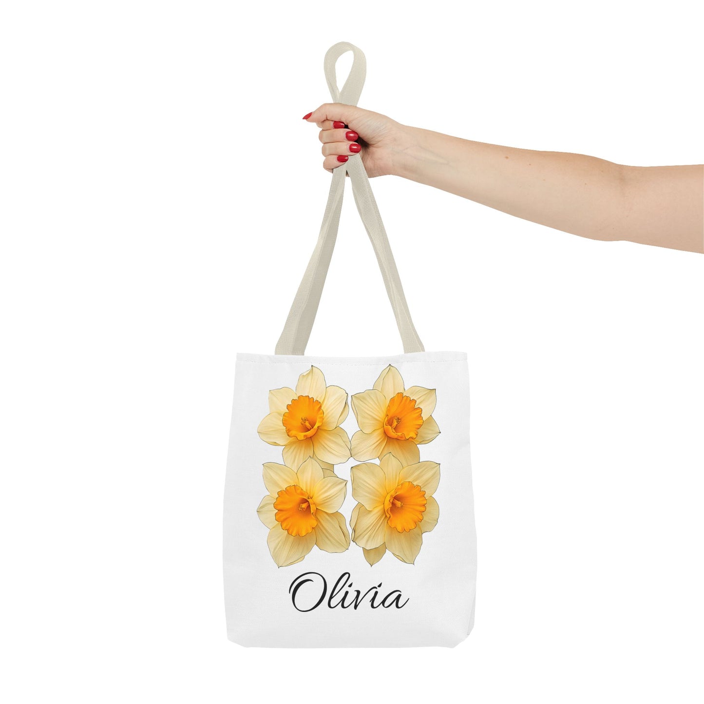 March Birth Month Flower Tote Bag, Easter Gift Bag, Custom Name Accessory, Daffodil Shoulder Bag, Women's Eco-Friendly Handbag