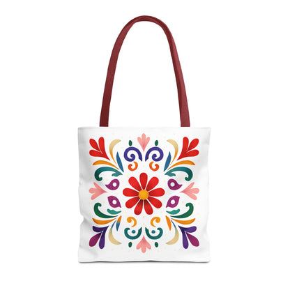 Vibrant Folk Art Floral Tote Bag, Colorful Shopping Bag, Beach Bag, Gift for Her