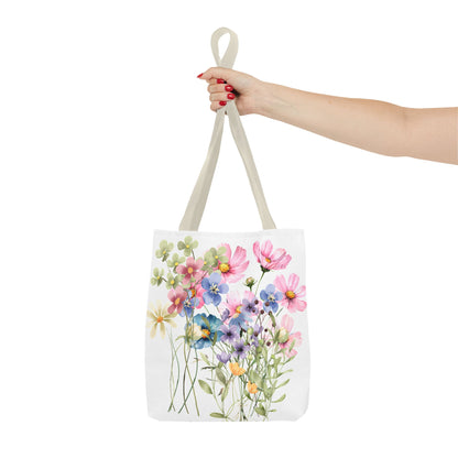 Pastel Floral Tote Bag - Pretty Wildflower Design, Reusable Eco-Friendly Shopping Bag, Gift for Her, Summer Accessory, Beach Bag