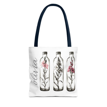 Personalize Gladiolus Birth Month Flower Tote Bag, Eco-Friendly Reusable Grocery Shopping Bag, Floral Design Handbag