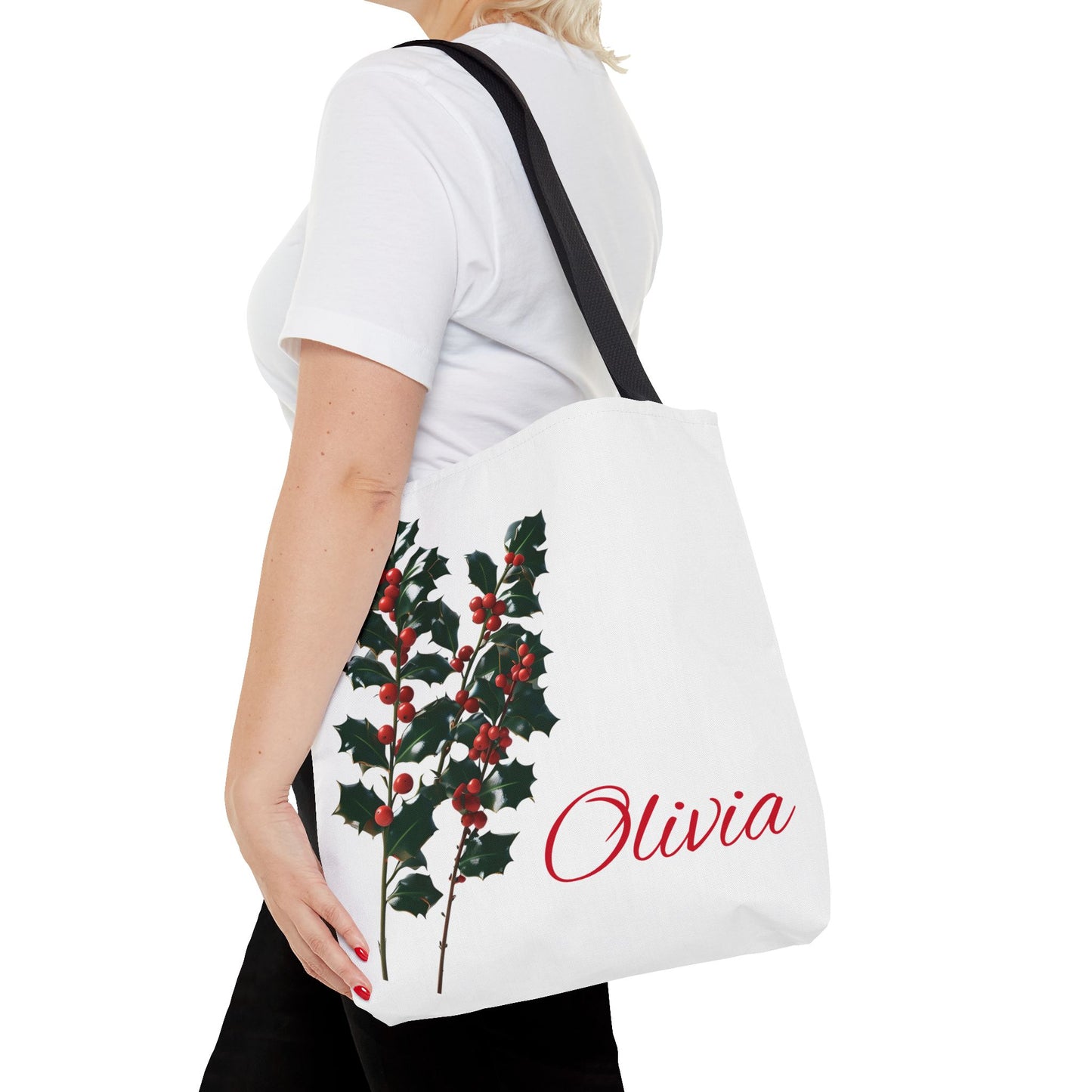 Bridesmaid Tote Bag, December Birthflower Gift, Eco-Friendly Reusable Grocery Bag, Personalized Gift