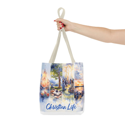 Inspirational Christian Watercolor Tote Bag, Faith-Based Gift, Brush Style Art, Church Event Accessory, Everyday Use Tote