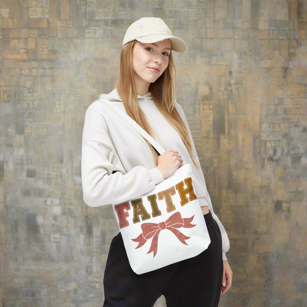 Uplifting faith coquette tote bag