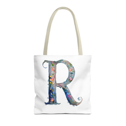 Watercolor Alphabet 'R' Tote Bag, Stylish Everyday Carryall