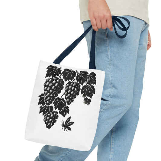 Grape Vine Tote Bag - Stylish Reusable Shopping Bag, Gift for Wine Lovers, Farmers Market Accessory, Elegant Floral Design