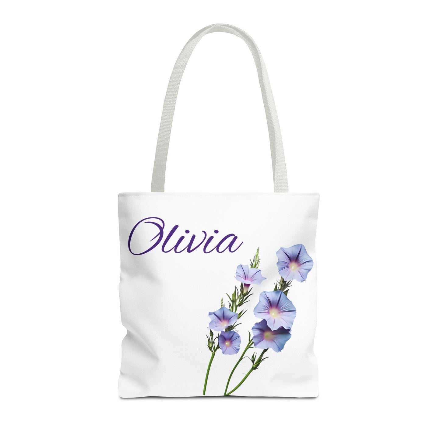 Personalized Morning Glory September Birth Month Flower Tote Bag, Custom Name Bag, Floral Grocery Bag
