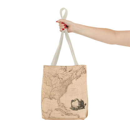 Vintage Map of North America Tote Bag, Travel and Work Bag, Gift for Him, Reusable Grocery Tote