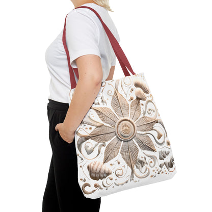 Boho Nautical Mandala Themed Geometric Design Tote Bag, Natural Toned Bag for Everyday Style, Unisex Gift