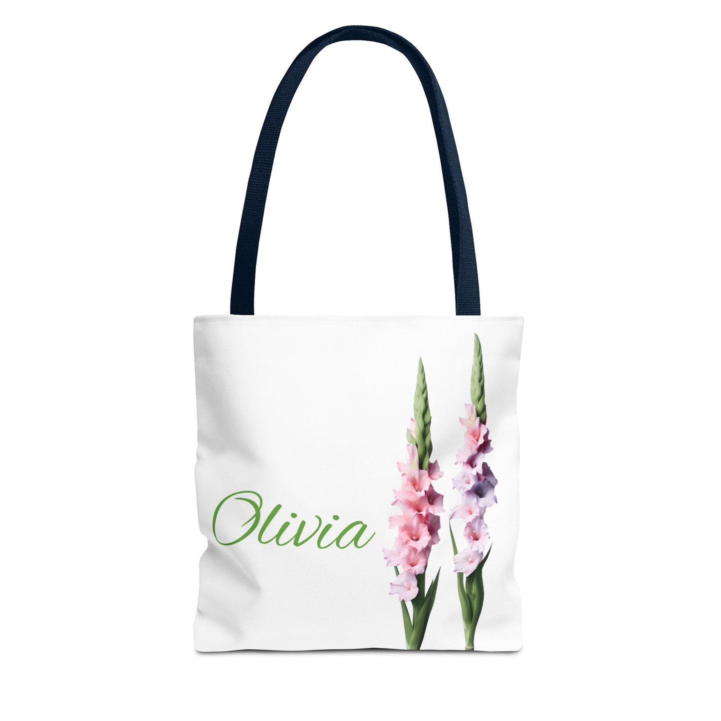 Personalized Gladiolus Floral Tote Bag - Custom Name Bag, August Birth Month Flower Design, Reusable Eco-Friendly Shopper