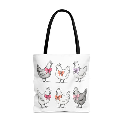 Farmyard Chicken Tote Bag, Cute Farm Animal Coquette Bow Design, Gift for Hen Lovers, Unique Tote for Everyday Use